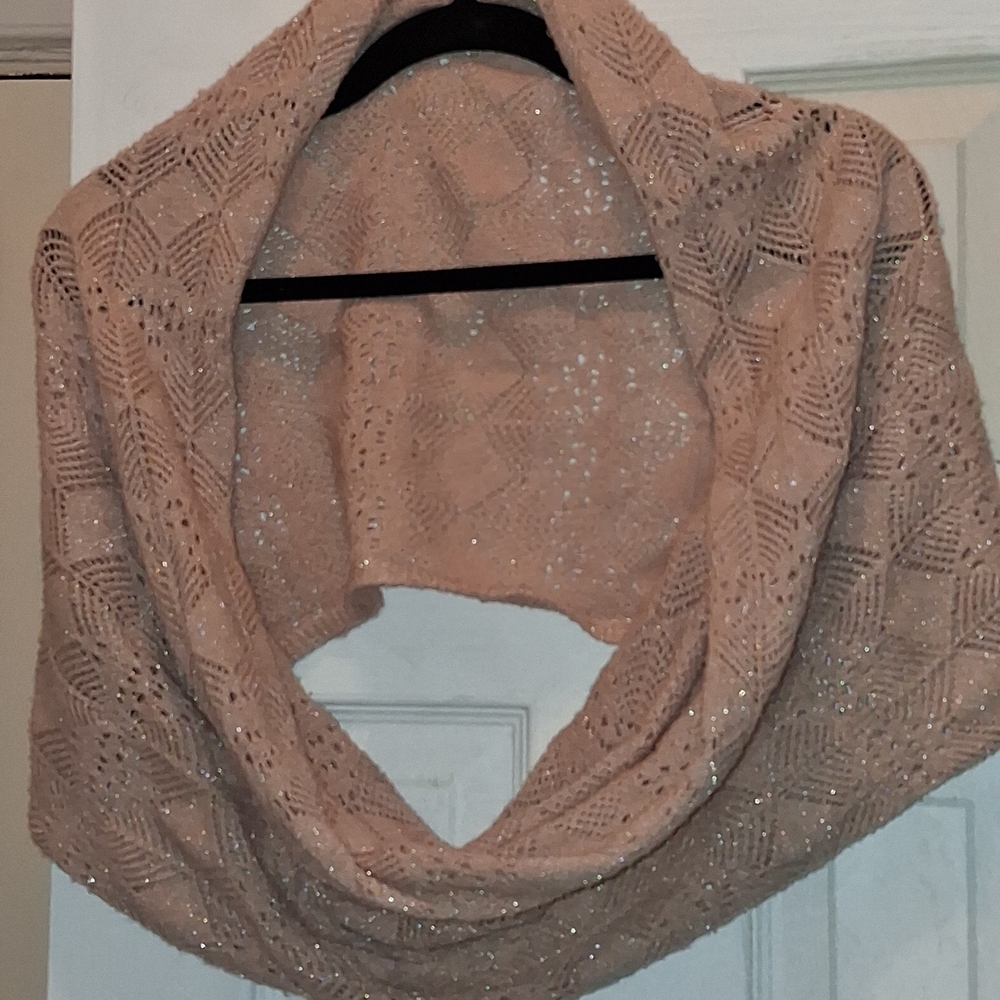 Sparkle Knit Infinity Scarf in Light Pink